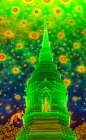 Maharatchamongkhon Stupa, Wat Paknam Bhasicharoen, Bangkok, Thailand. Temple established in 1600s. Art Print